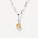 Round November Birthstone Citrine Silver Necklace