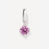 Round October Birthstone Pink Tourmaline Silver Charm
