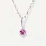 Round October Birthstone Pink Tourmaline Silver Necklace