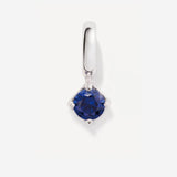 Round September Birthstone Sapphire Silver Charm