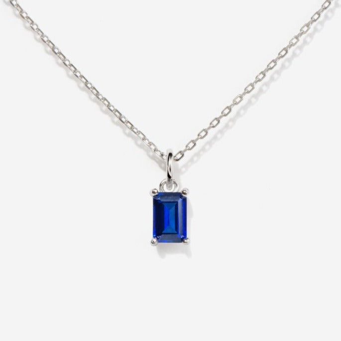 Sapphire September Birthstone Silver Necklace | Little Sky Stone