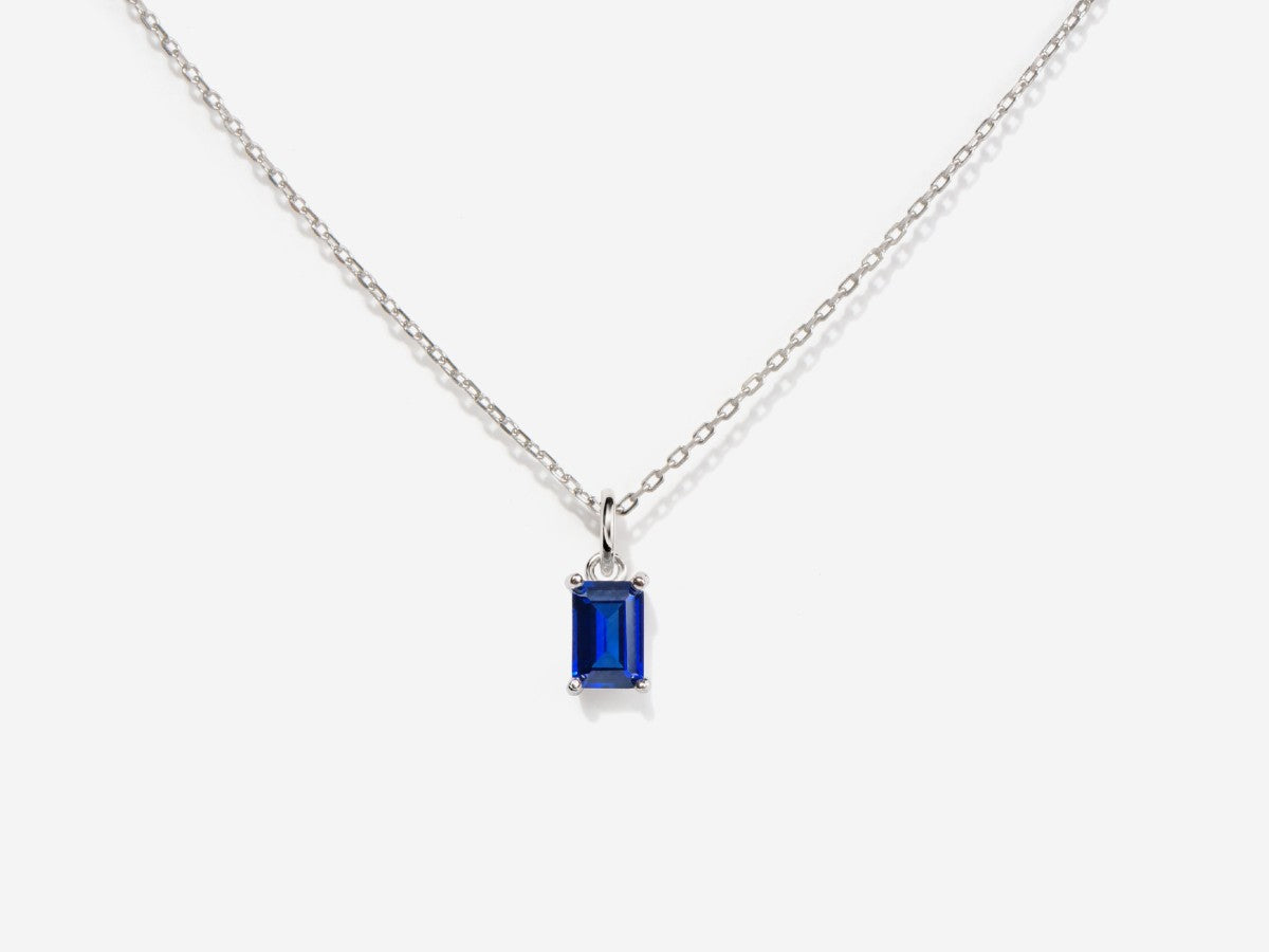 Sapphire September Birthstone Silver Necklace | Little Sky Stone