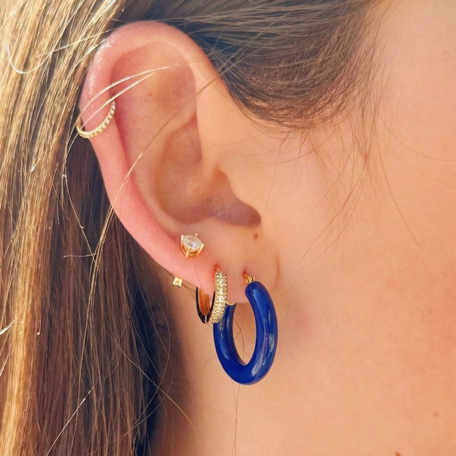 Sasha Dark Blue Enamel Hoops
