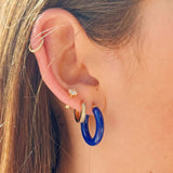 Sasha Dark Blue Enamel Hoops