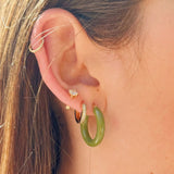 Sasha Olive Green Enamel Hoops