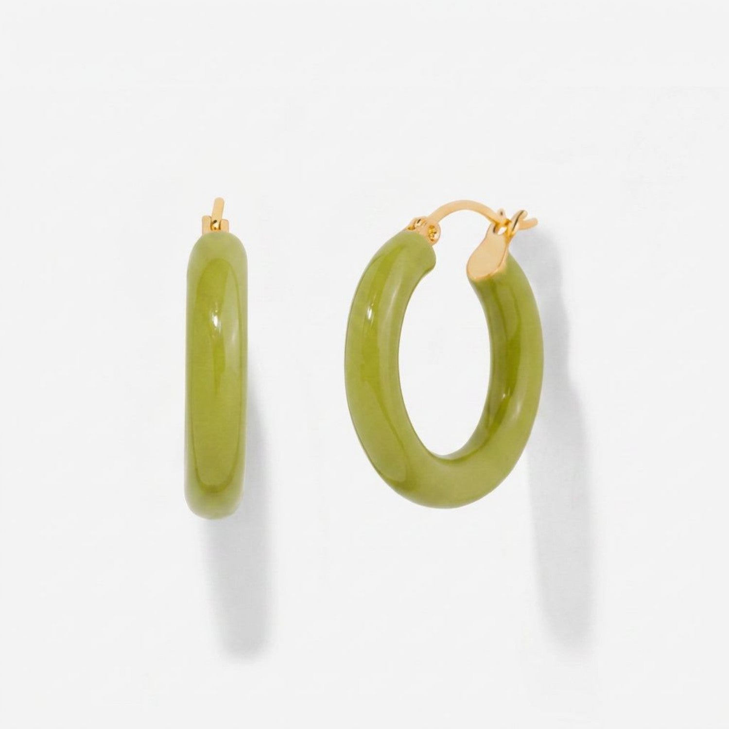 Sasha Olive Green Enamel Hoops