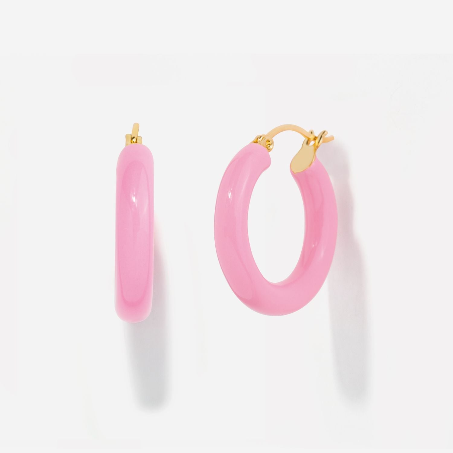 Sasha Pink Enamel Hoop Earrings