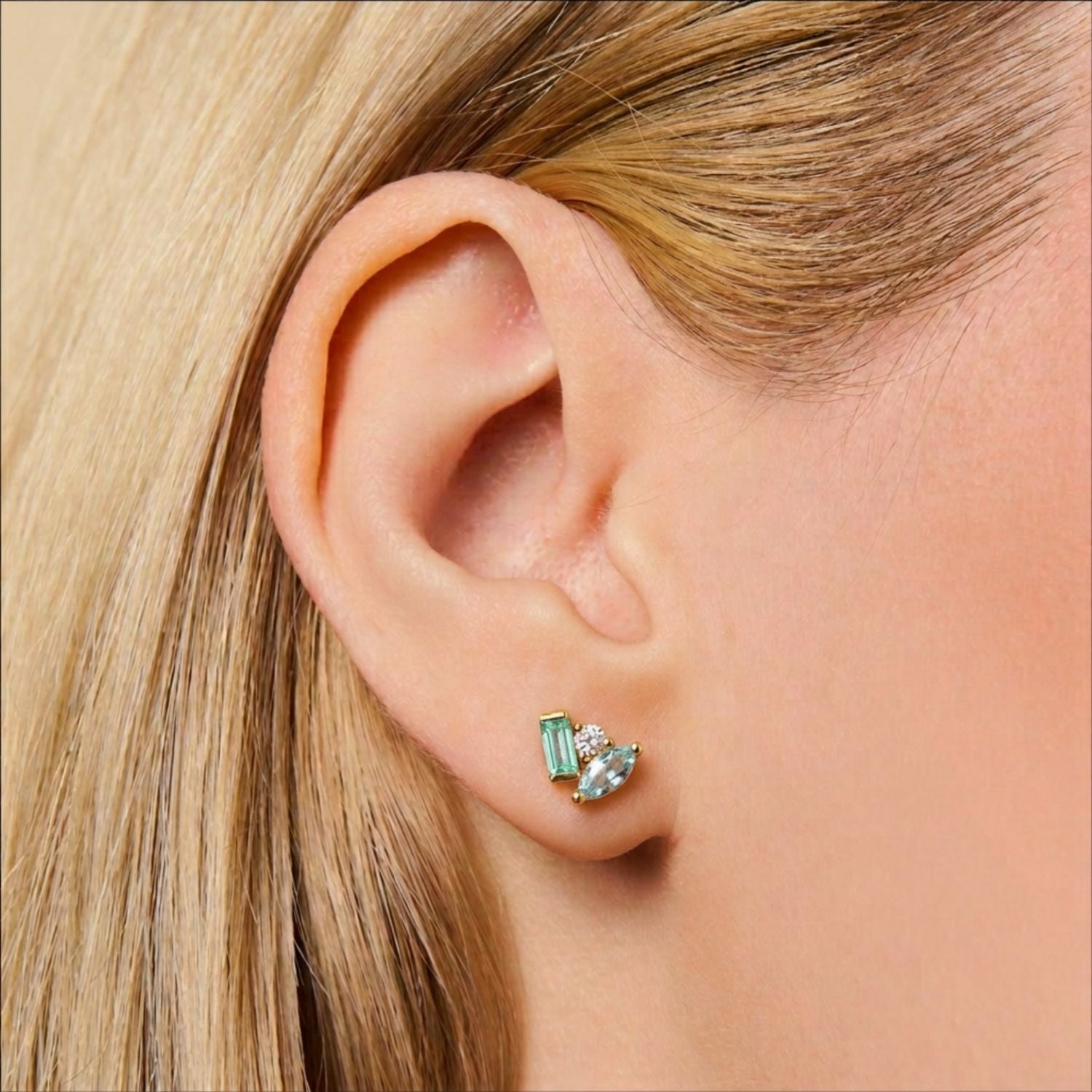 Seraphina Blue Topaz Tourmaline Stud Earrings