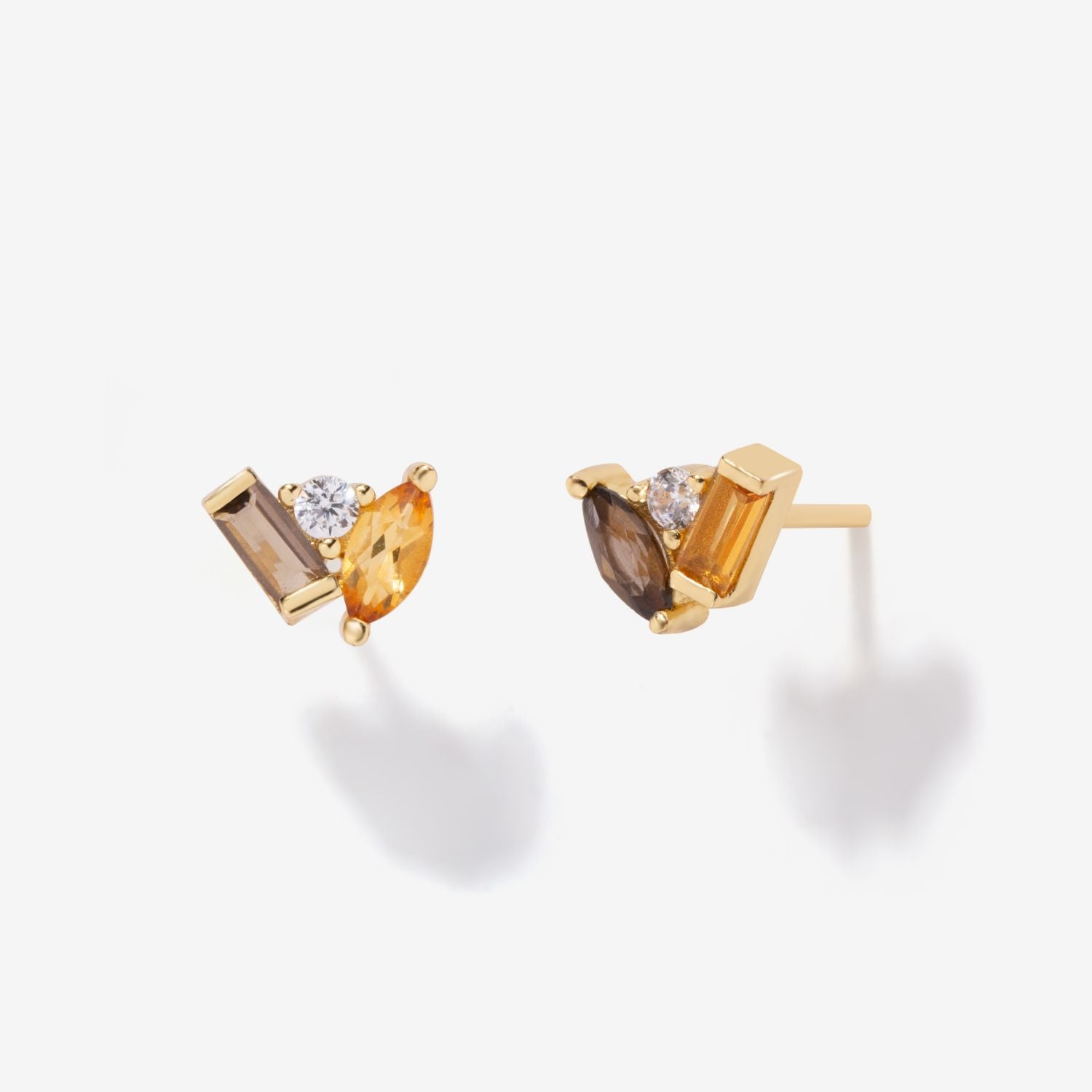 Seraphina Citrine Smoky Quartz Stud Earrings