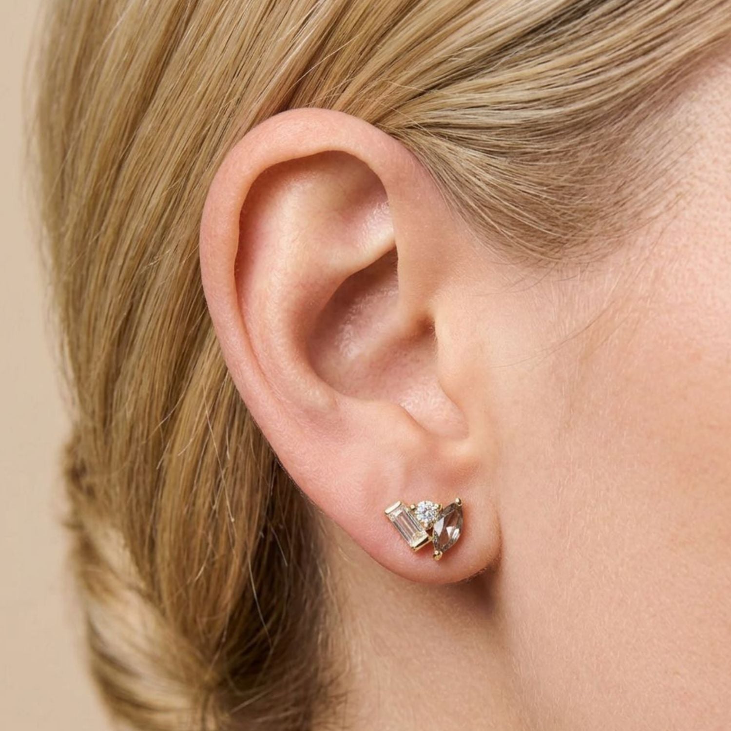 Seraphina Moissanite Grey Spinel Stud Earrings