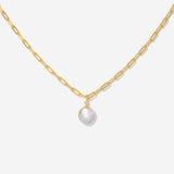 Round Baroque Pearl Paperclip Necklace | Little Sky Stone