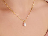 Round Baroque Pearl Paperclip Necklace | Little Sky Stone