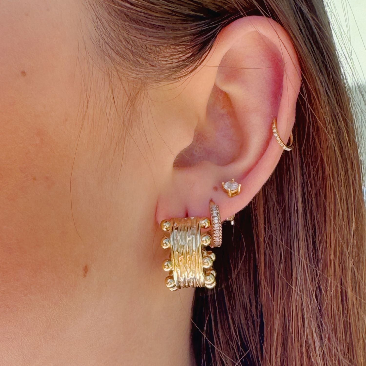 Stardust Textured Hoop Earrings