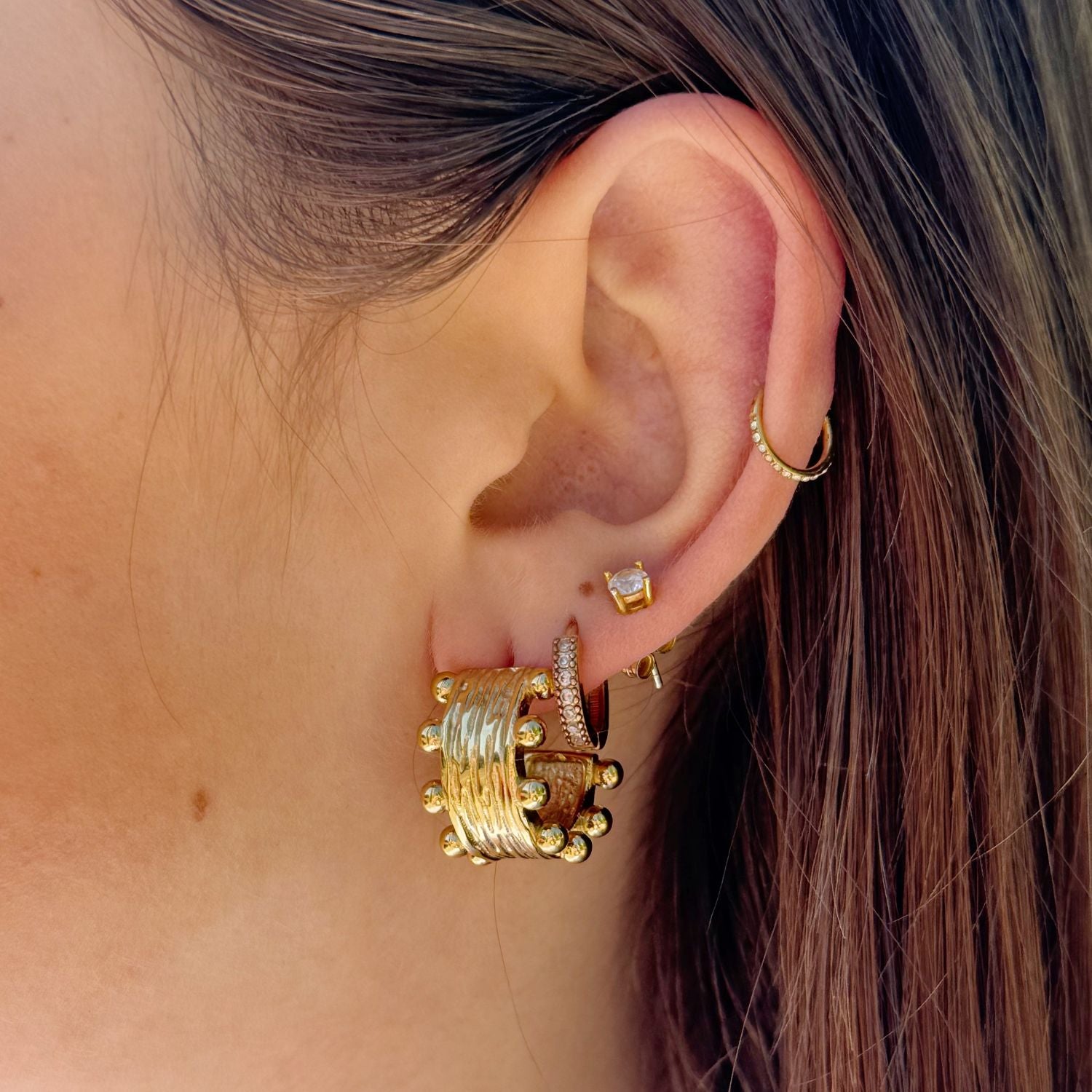 Stardust Textured Hoop Earrings