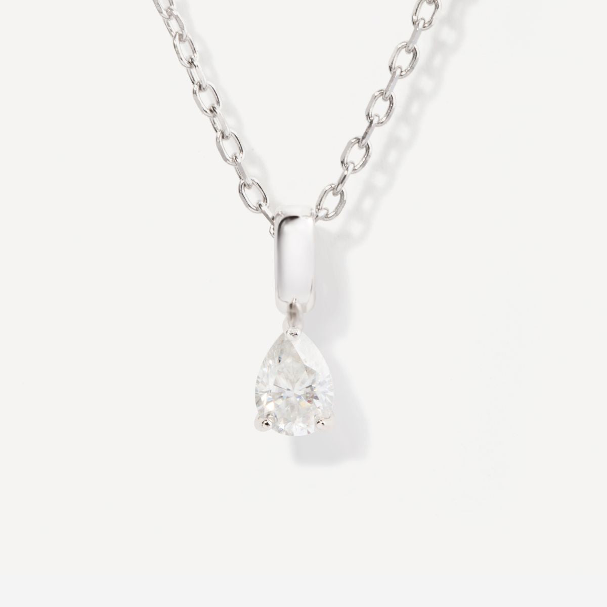 Teardrop April Birthstone Moissanite Sterling Silver Necklace