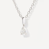 Teardrop April Birthstone Moissanite Sterling Silver Necklace