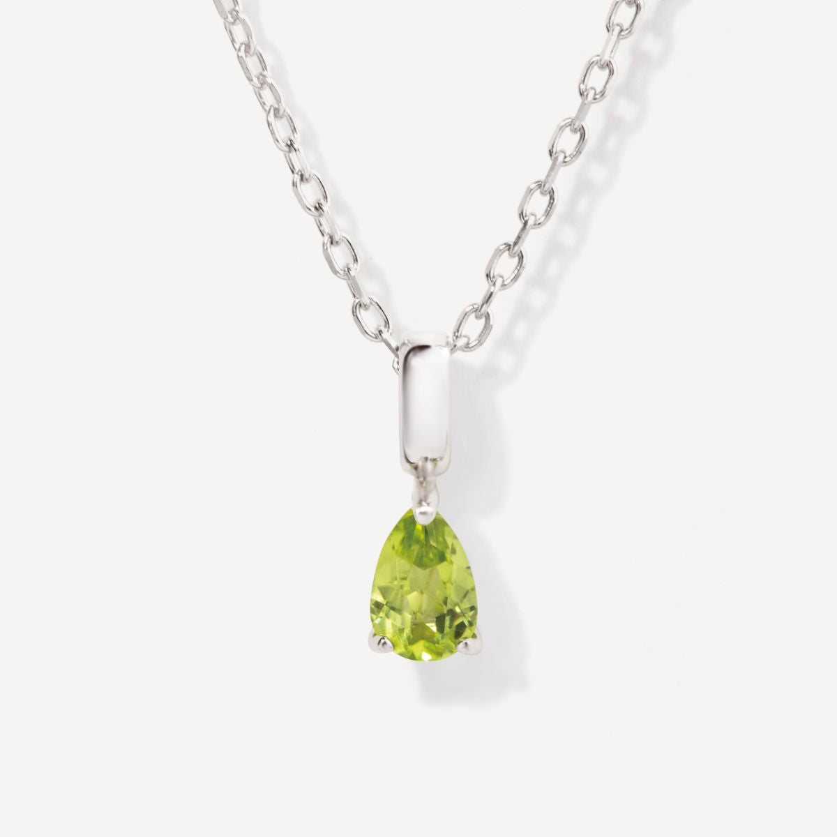 Teardrop August Birthstone Peridot Sterling Silver Necklace