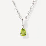 Teardrop August Birthstone Peridot Sterling Silver Necklace