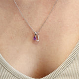 Teardrop Birthstone Capital Initial Silver Necklace