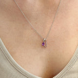 Teardrop Birthstone Capital Initial Silver Necklace