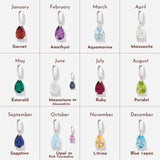 Teardrop Birthstone Silver Charms