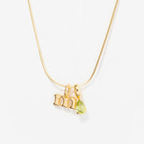 Teardrop Birthstone Initial Necklace - Ada