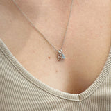 Teardrop Birthstone Initial Silver Necklace