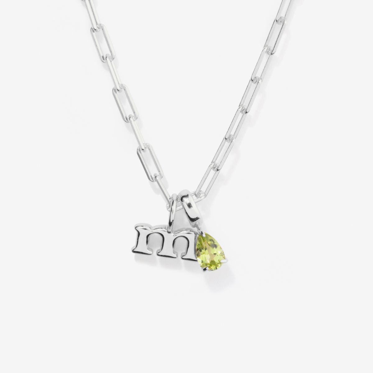 Teardrop Birthstone Initial Silver Necklace - Kenzie