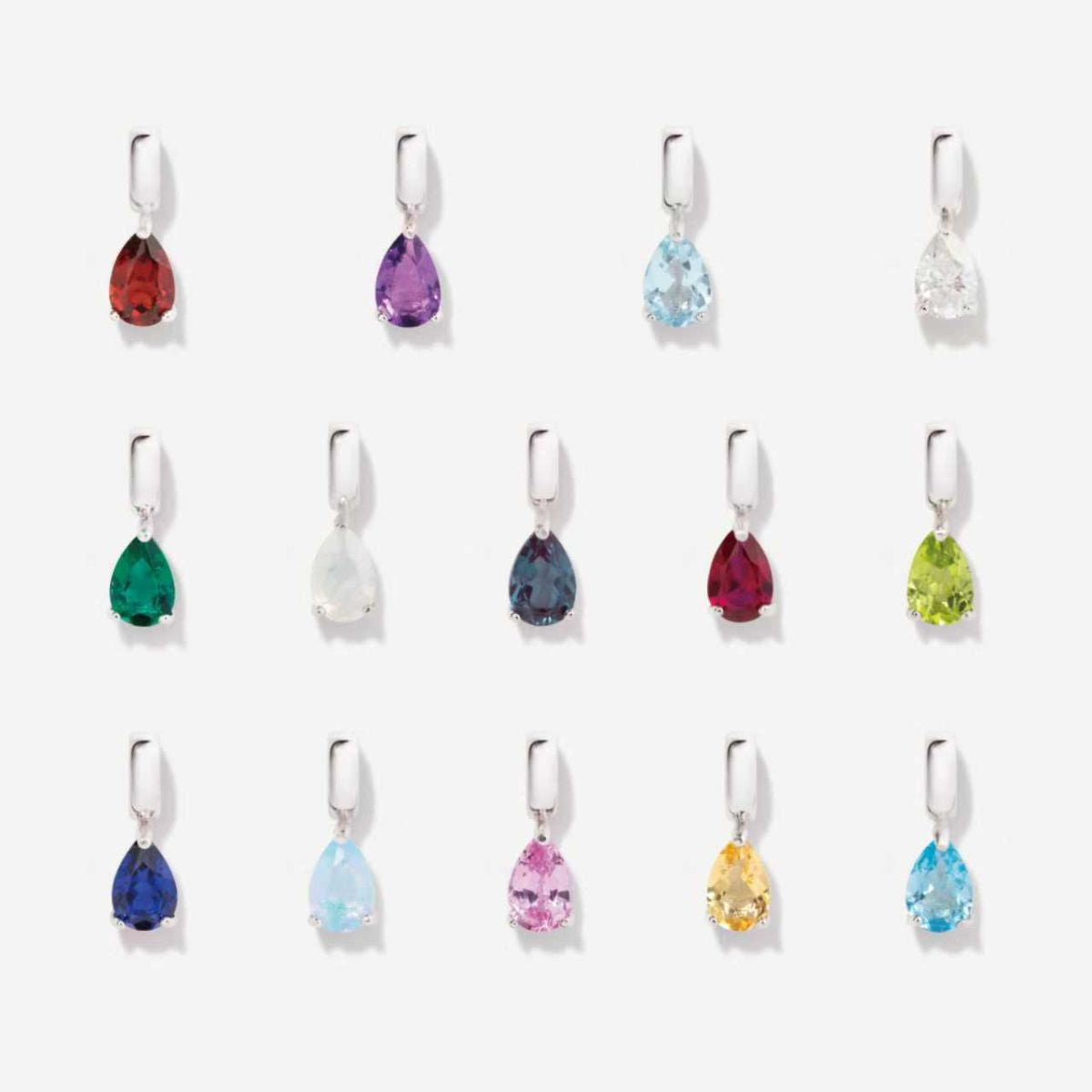 Teardrop Birthstone Sterling Silver Charms