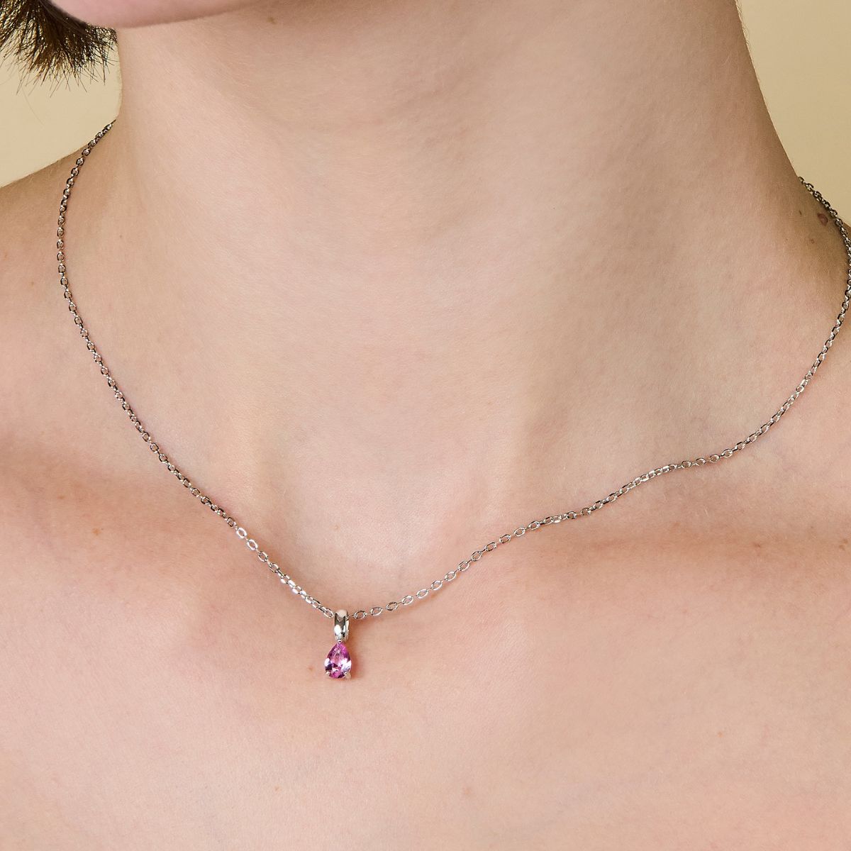 Teardrop Birthstone Sterling Silver Necklace