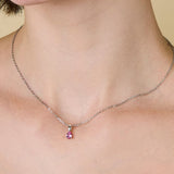 Teardrop Birthstone Sterling Silver Necklace