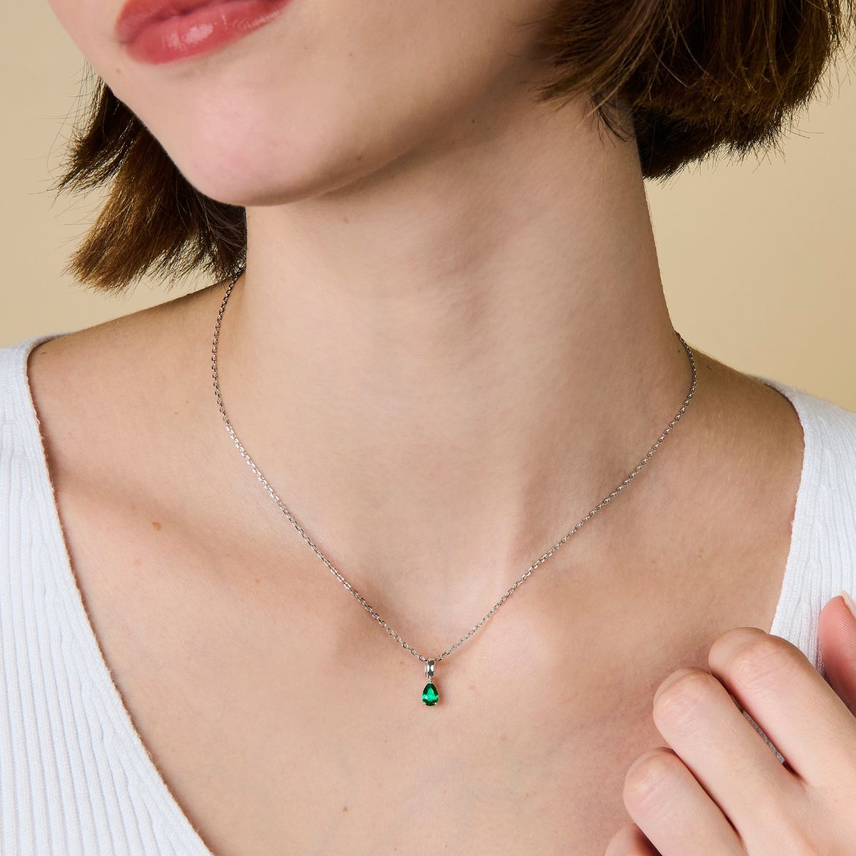 Teardrop Birthstone Sterling Silver Necklace