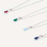 Teardrop Birthstone Sterling Silver Necklace