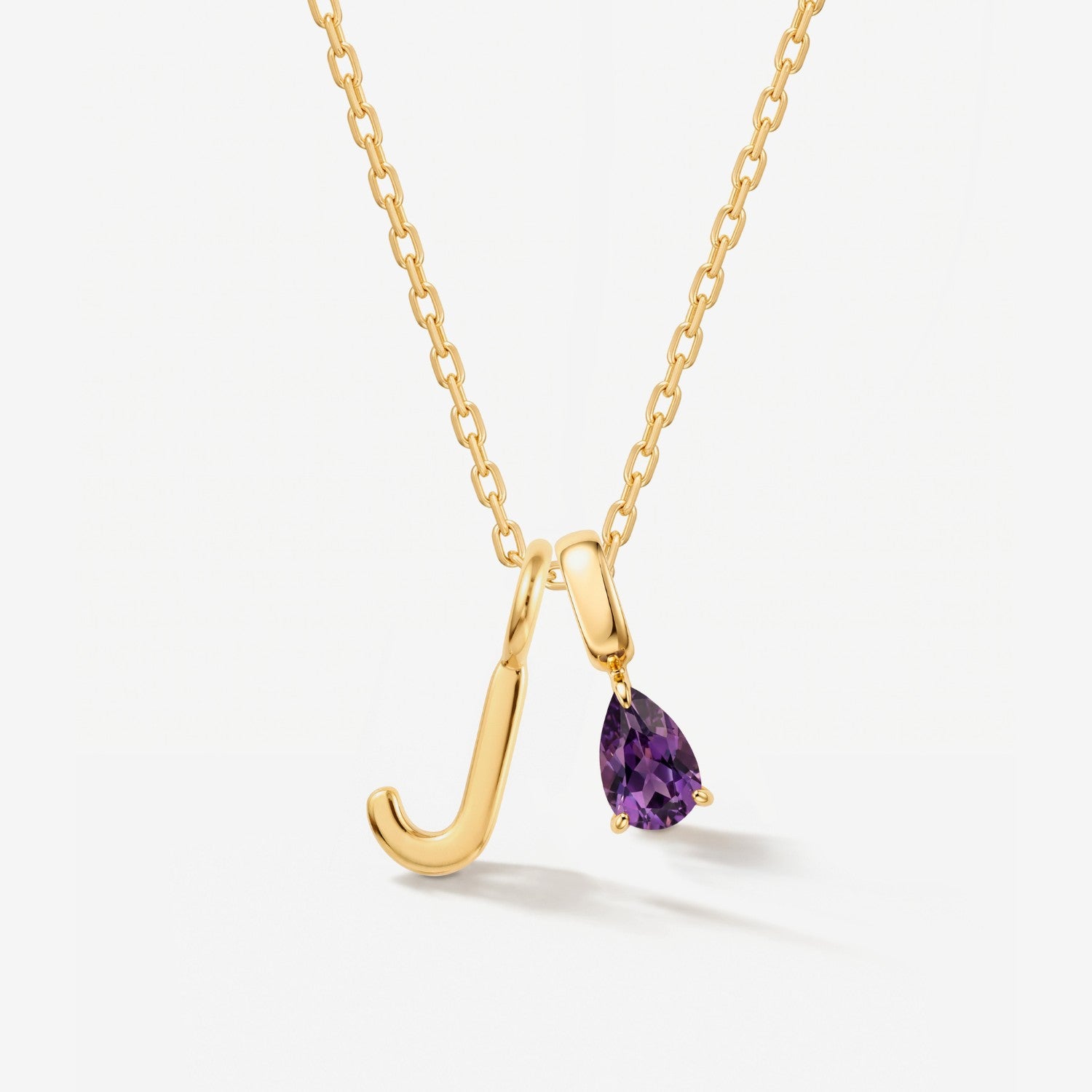Teardrop Birthstone Initial Necklace