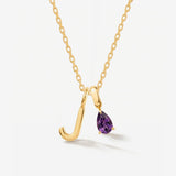 Teardrop Birthstone Initial Necklace