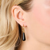 Teardrop Black Obsidian Hoops - Belle