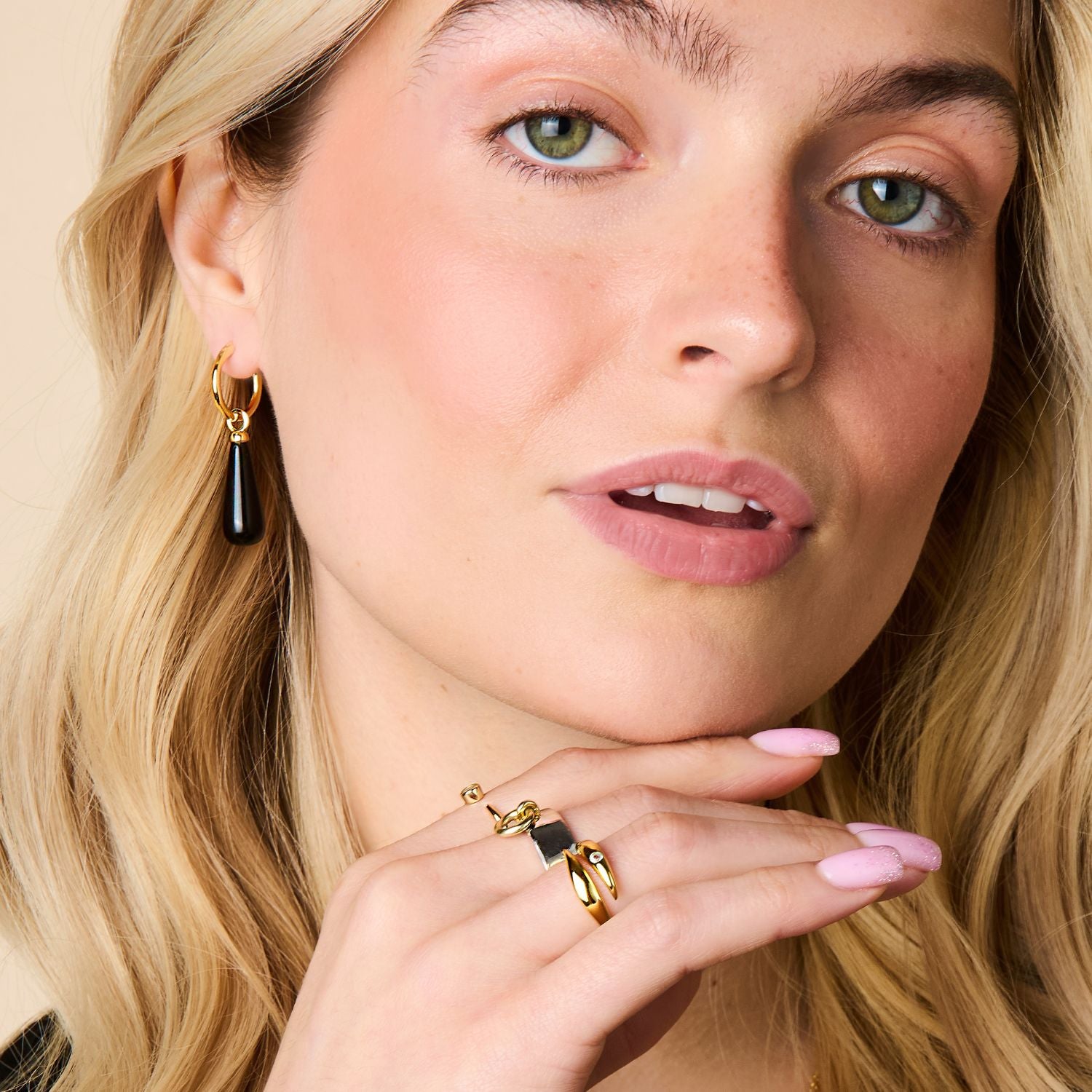 Teardrop Black Obsidian Hoops - Belle