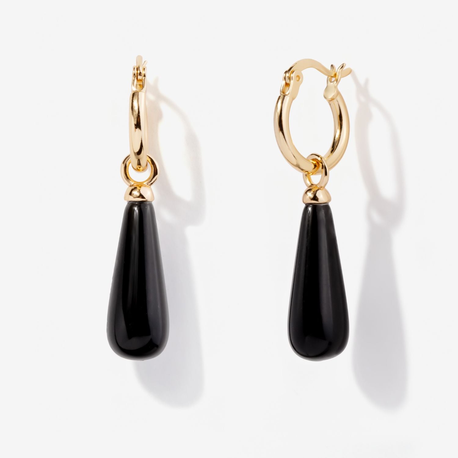 Teardrop Black Obsidian Hoops - Belle