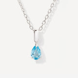 Teardrop December Birthstone Blue Topaz Sterling Silver Necklace