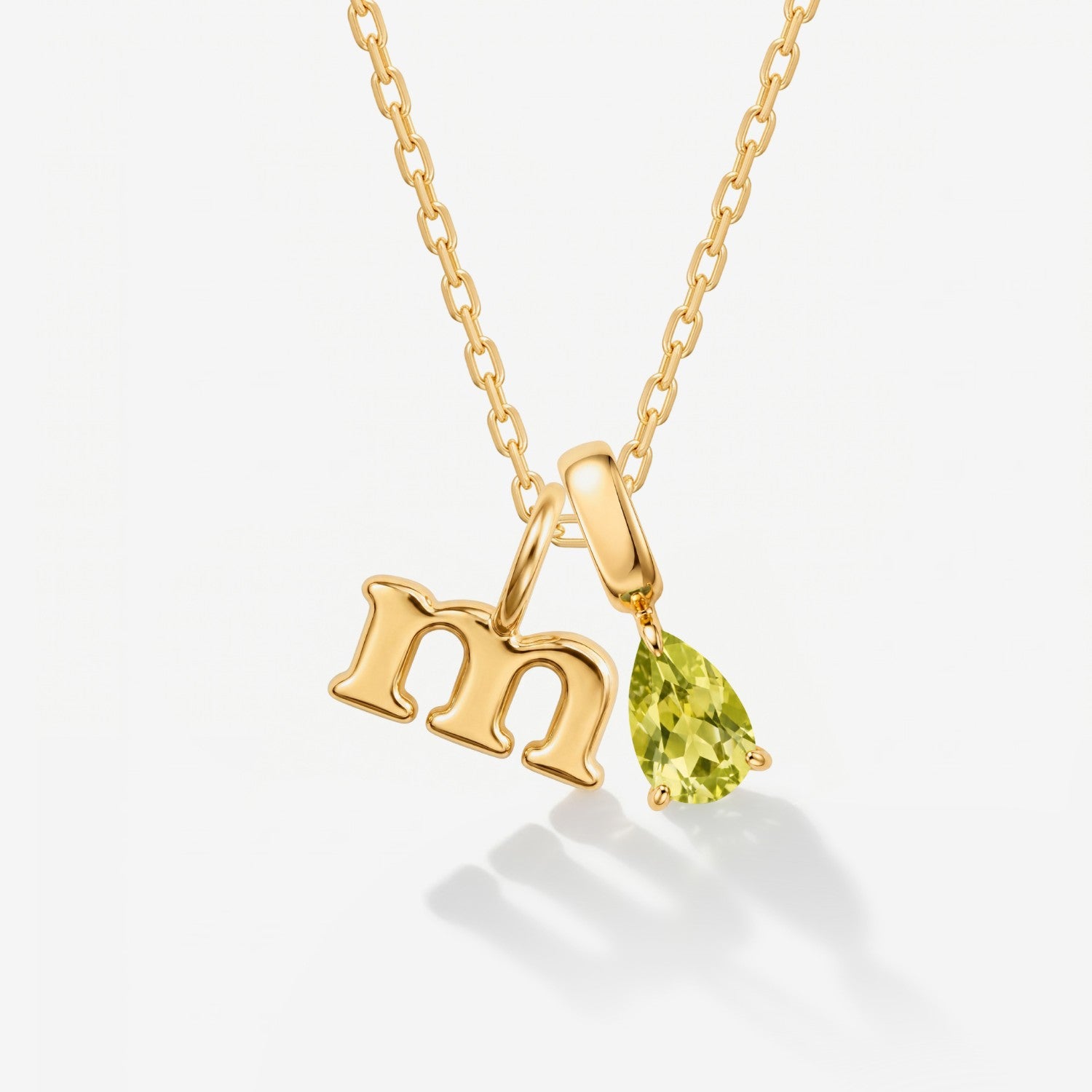 Teardrop Birthstone Initial Necklace