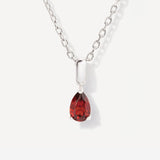 Teardrop January Birthstone Garnet Sterling Silver Necklace