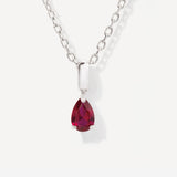 Teardrop July Birthstone Ruby Sterling Silver Necklace