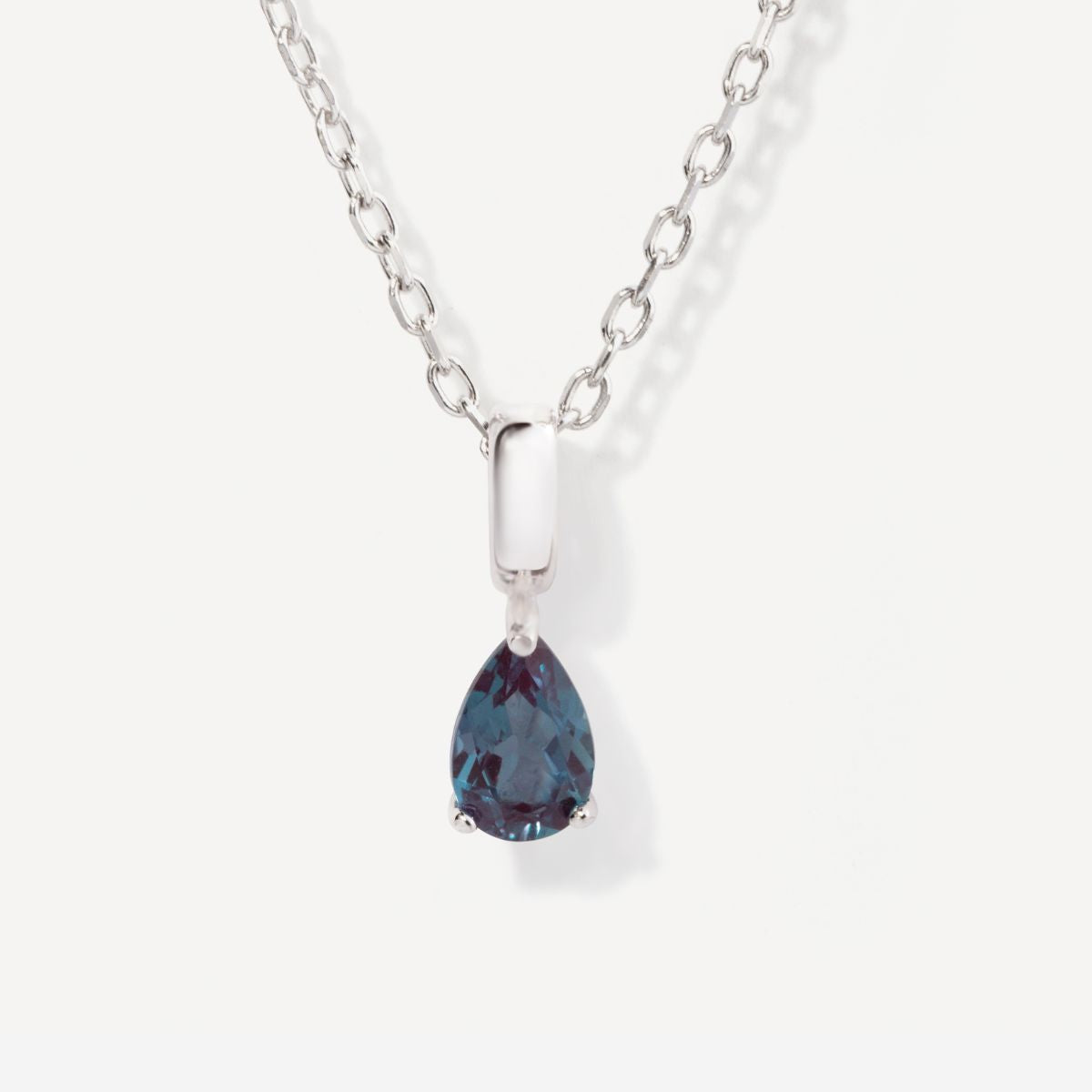 Teardrop June Birthstone Alexandrite Sterling Silver Necklace