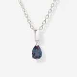 Teardrop June Birthstone Alexandrite Sterling Silver Necklace