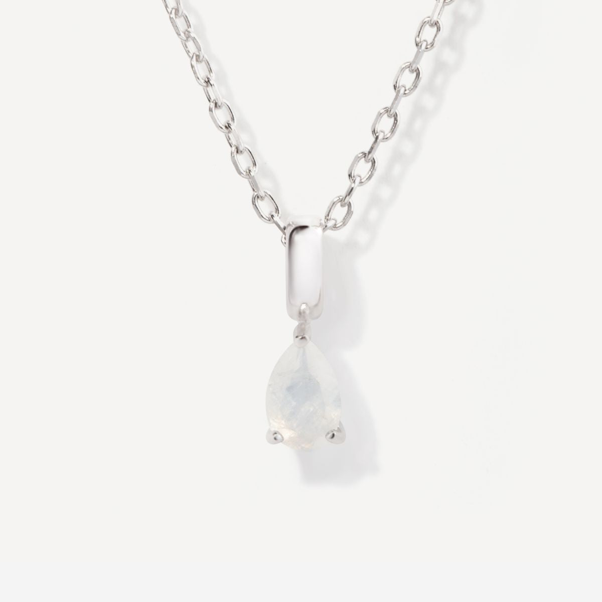 Teardrop June Birthstone Moonstone Sterling Silver Necklace