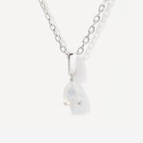 Teardrop June Birthstone Moonstone Sterling Silver Necklace