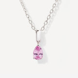 Teardrop October Birthstone Pink Tourmaline Sterling Silver Necklace