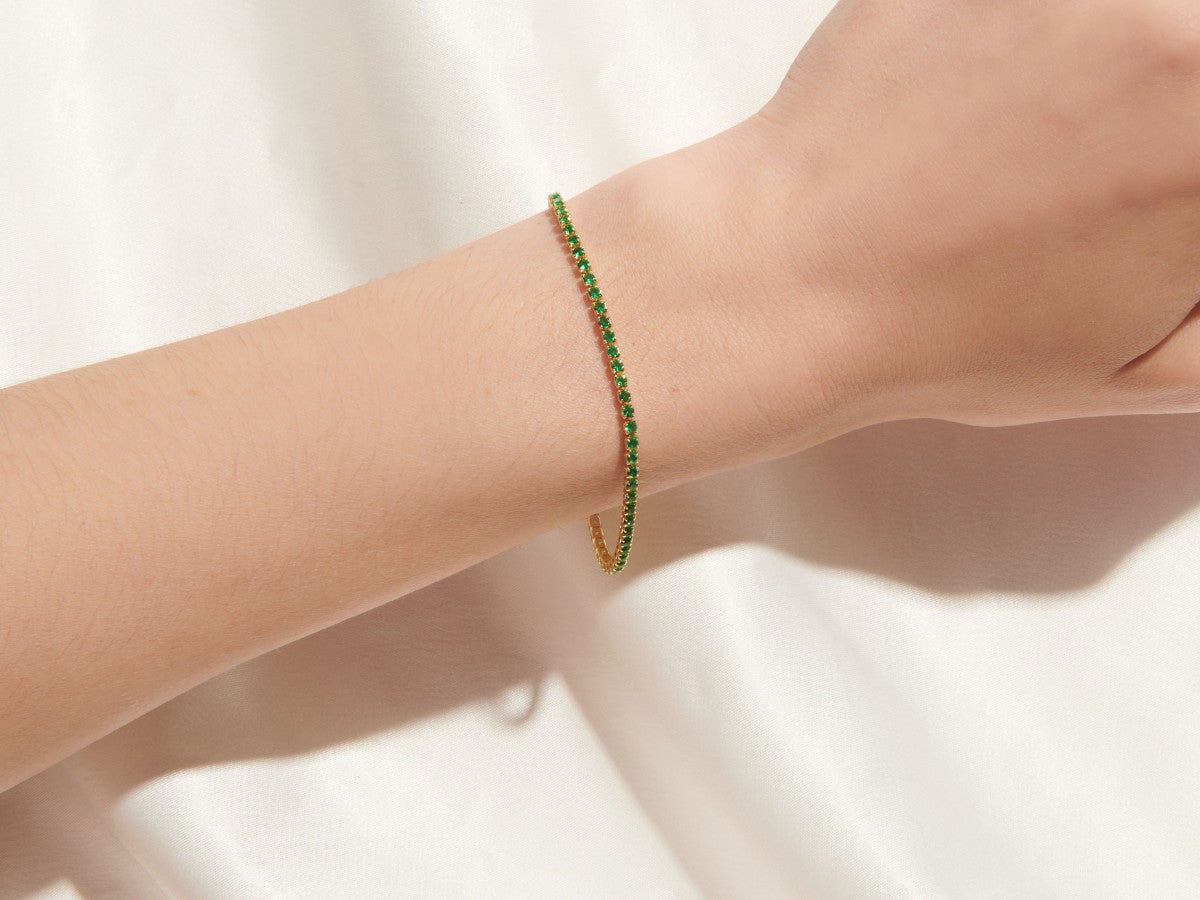 Thin Emerald CZ Tennis Bracelet | Little Sky Stone