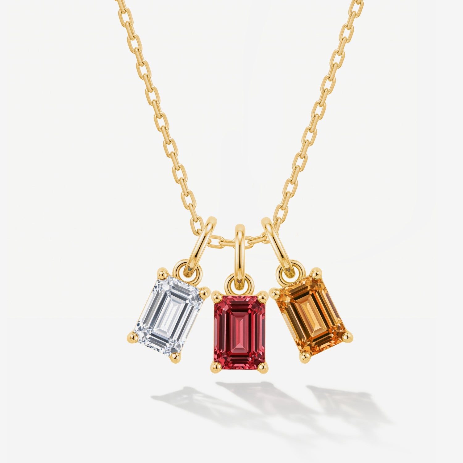 Three Birthstone Baguette Necklace