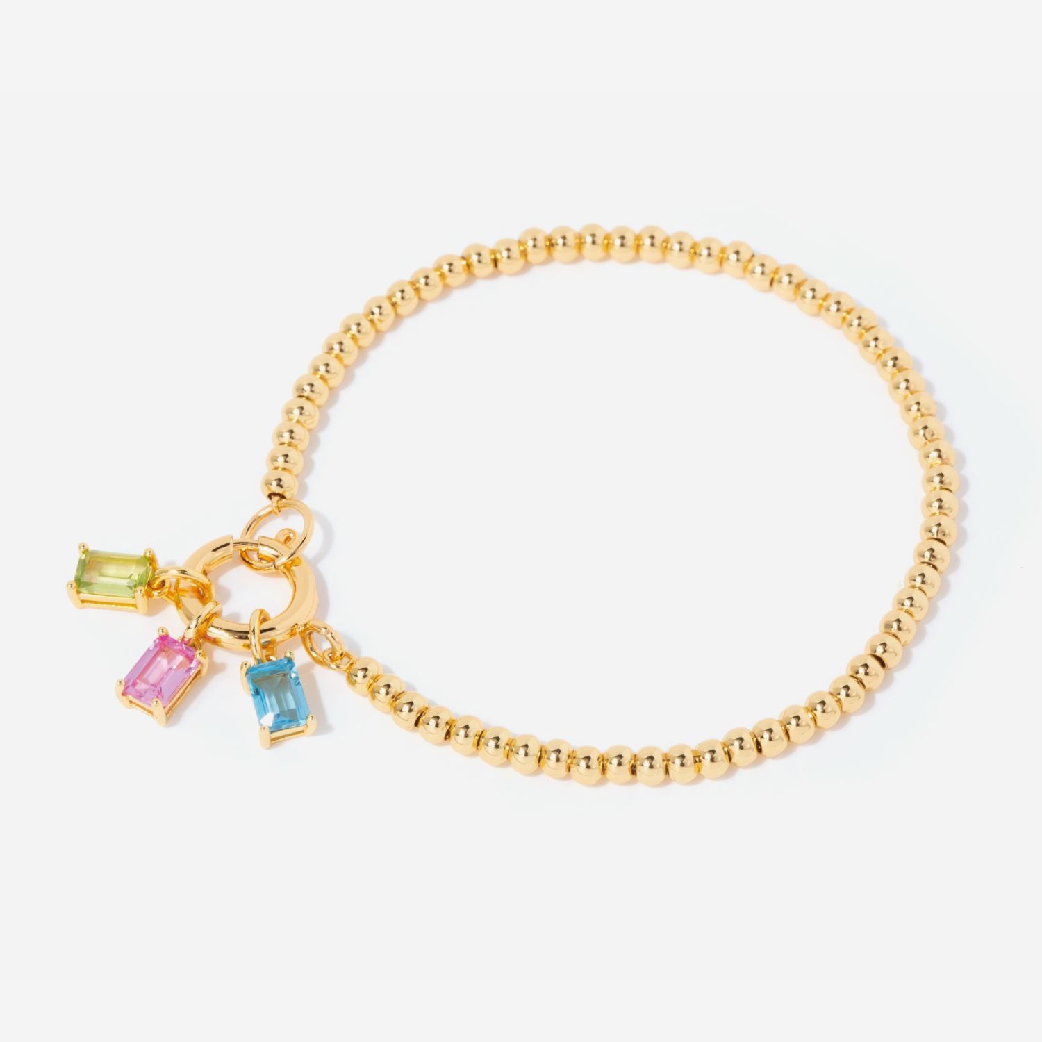 Three Birthstone Bead Charm Bracelet